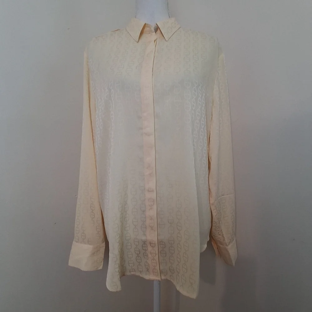 J.Crew Drapey Jacquard Print Button Down Blouse NWOT Size Large